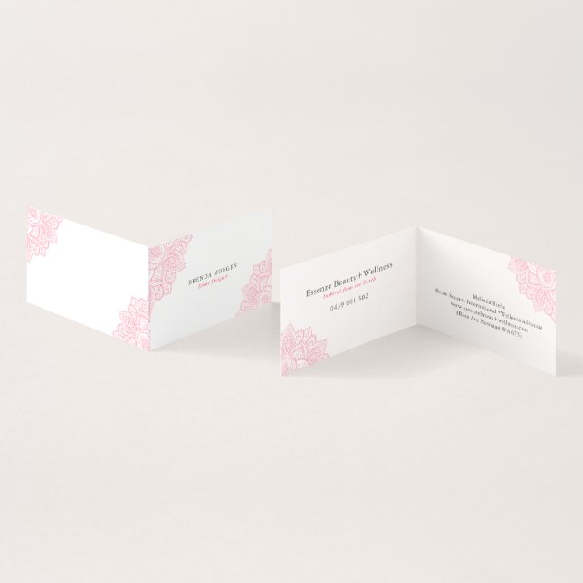 Soft Pink Corner Mandala Business Card (Inside and Outside)