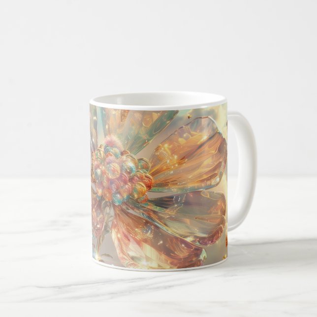 Soft Pink Crystal Flower Digital Art Coffee Mug (Front Right)