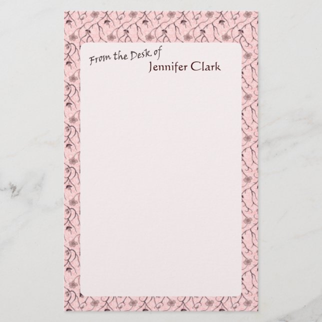 Soft Pink Custom Personalised Stationery (Front)