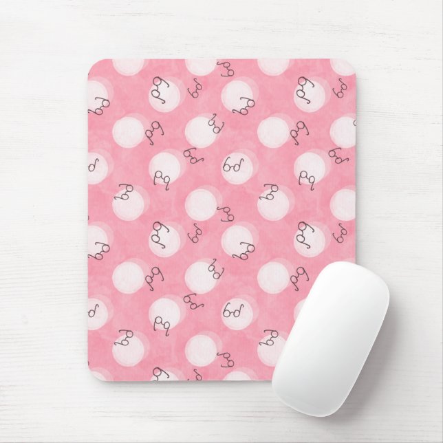 Soft Pink Cute Pattern – Minimal Aesthetic Polka Mouse Pad (With Mouse)