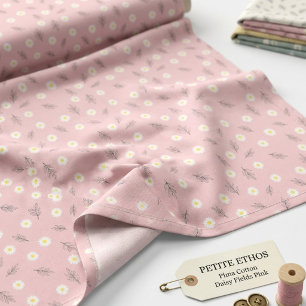 Soft Pink Daisy Botanical Pima Cotton Fabric