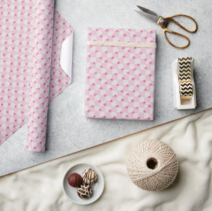 Soft Pink Daisy Chequerboard Floral Pattern Wrapping Paper