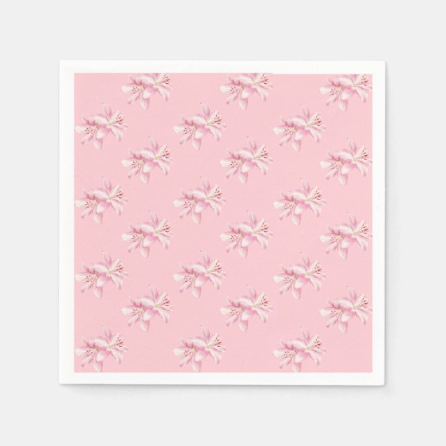 Soft Pink Delicate Floral Pattern Paper Napkin (Front)