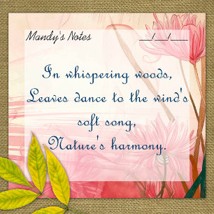 Soft Pink Delicate Floral Trendy 3" x 3" Post-it Notes