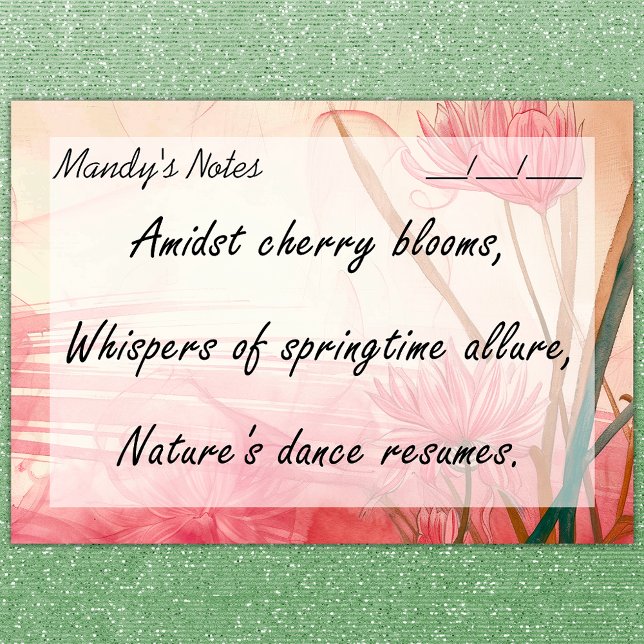 Soft Pink Delicate Floral Trendy 4" x 3" Post-it Notes (Creator Uploaded)