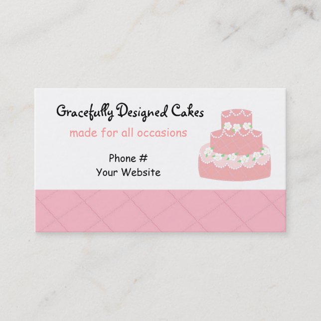 Soft Pink Designer Cake Business Card (Front)