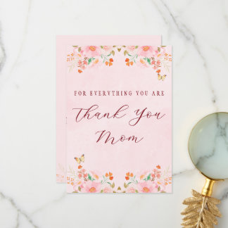 Soft Pink Elegant Floral Thank You Mother’s Day Card