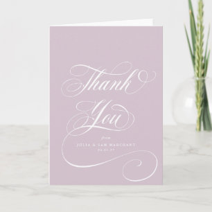 Soft Pink Elegant Script Blank Wedding Thank You Card