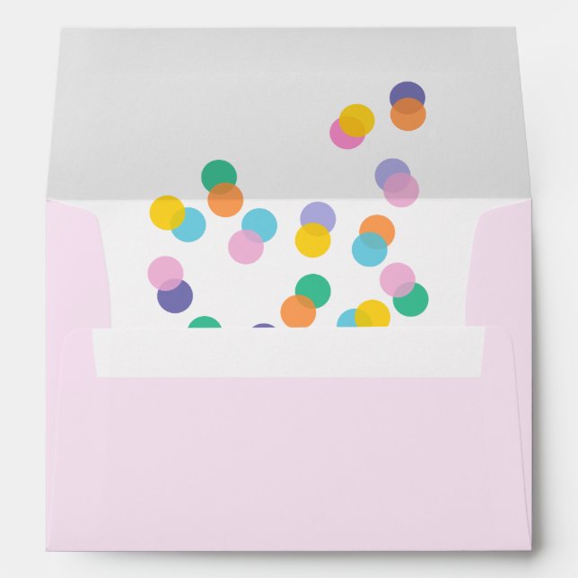 Soft Pink Envelope with Playful Colourful Confetti (Back (Bottom))