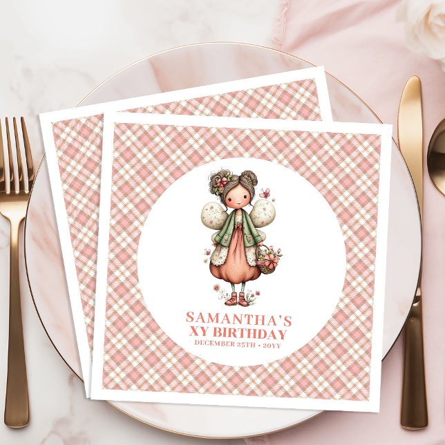 Soft Pink Fairy Floral 4th Birthday Party Napkins (Soft Pink Fairy Floral 4th Birthday Party Napkins)