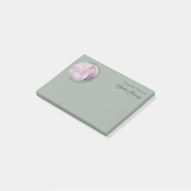 Soft Pink Flamingo Personalised Post-it Notes (Angled)