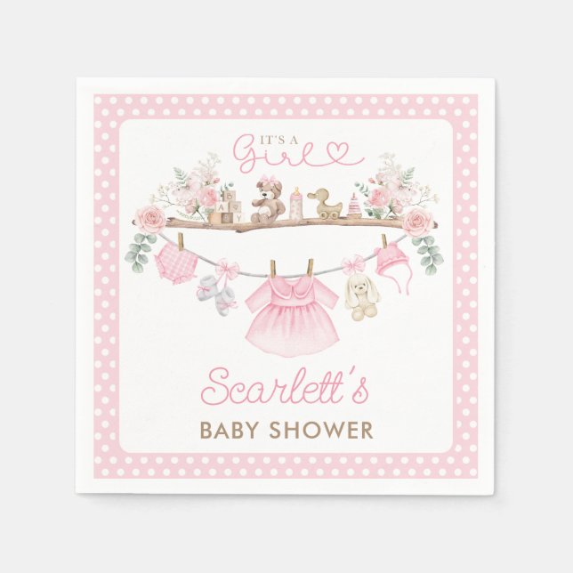 Soft Pink Floral Baby Girl Clothes Boho Nursery Napkin (Front)