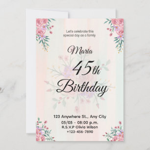 Soft Pink Floral Birthday Celebration Card
