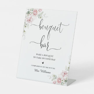 Soft Pink Floral Bridal Shower Bouquet Bar Sign