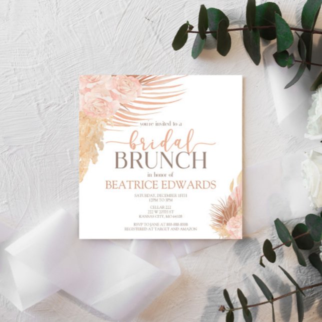 Soft Pink Floral Bridal Shower Brunch Invitation  (Creator Uploaded)