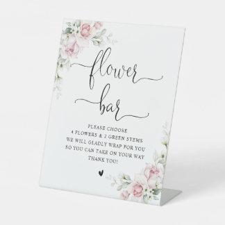 Soft Pink Floral Bridal Shower Flower Bar Sign