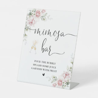 Soft Pink Floral Bridal Shower Mimosa Bar Sign