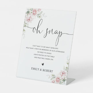 Soft Pink Floral Bridal Shower Oh Snap Sign