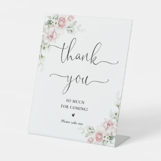 Soft Pink Floral Bridal Shower Thank You Sign