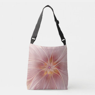 Soft Pink Floral Dream Abstract Fractal Art Flower Crossbody Bag