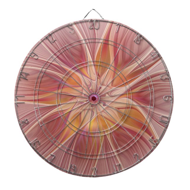 Soft Pink Floral Dream Abstract Fractal Art Flower Dartboard (Front)