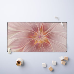 Soft Pink Floral Dream Abstract Fractal Art Flower Desk Mat