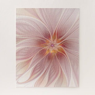 Soft Pink Floral Dream Abstract Fractal Art Flower Jigsaw Puzzle