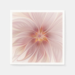 Soft Pink Floral Dream Abstract Fractal Art Flower Napkin