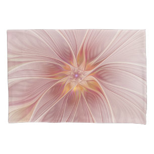 Soft Pink Floral Dream Abstract Fractal Art Flower Pillowcase