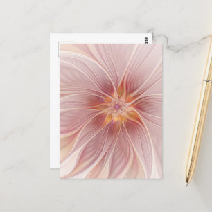 Soft Pink Floral Dream Abstract Fractal Art Flower Postcard