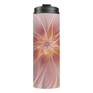 Soft Pink Floral Dream Abstract Fractal Art Flower Thermal Tumbler