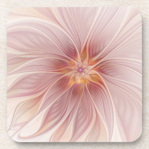 Soft Pink Floral Dream Abstract Modern Flower Coaster