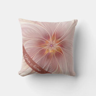 Soft Pink Floral Dream Abstract Modern Flower Name Cushion