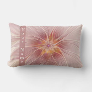 Soft Pink Floral Dream Abstract Modern Flower Name Lumbar Cushion