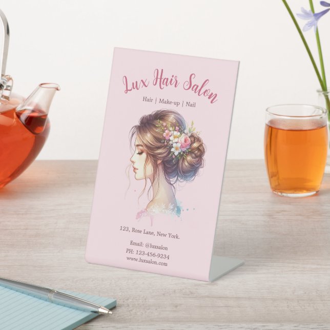 Soft Pink Floral Elegance Pedestal Sign (In SItu)