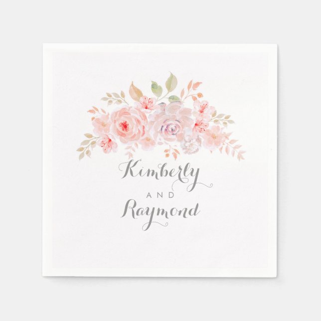 Soft Pink Floral Elegant Napkin (Front)