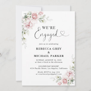 Soft Pink Floral Engagement Party Invitation