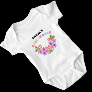 Soft Pink Floral Girl Baby Shower Baby Bodysuit