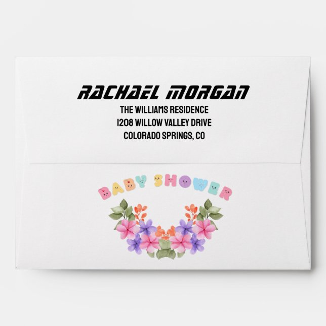  Soft Pink Floral Girl Baby Shower     Envelope (Back (Top Flap))