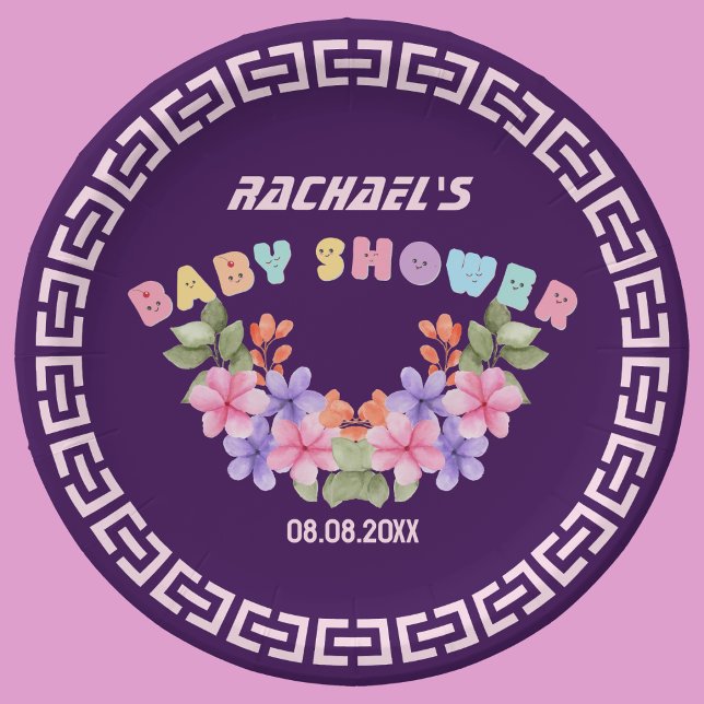 Soft Pink Floral Girl Baby Shower Paper Plate (Creator Uploaded)
