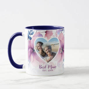 Soft Pink Floral Heart Photo Mother’s Day Gift Mug