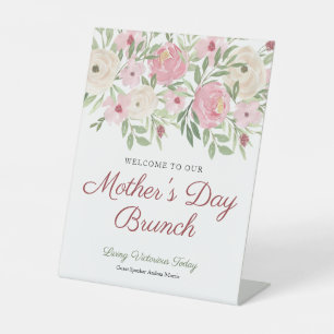 Soft Pink Floral Mother’s Day Church Event Pedestal Sign