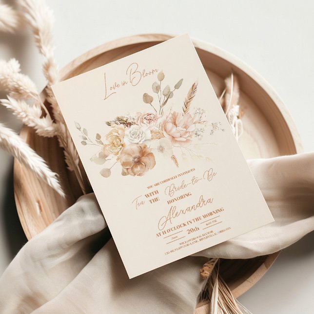 Soft Pink Floral Pampas Grass Bridal Shower  Invitation (Creator Uploaded)