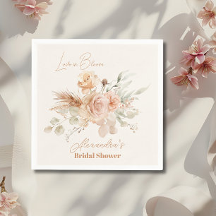 Soft Pink Floral Pampas Grass Bridal Shower  Napkin