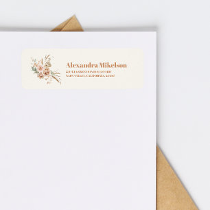 Soft Pink Floral Pampas Grass Bridal Shower Return Address Label