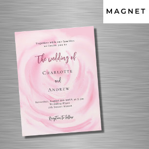 Soft pink floral rose luxury wedding magnetic invitation