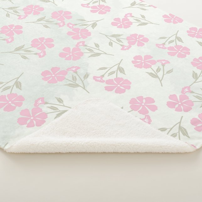 Soft Pink Floral Sherpa Blanket (3/4)
