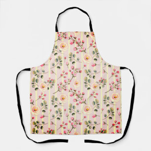 Soft Pink Floral Stripe Pattern Apron