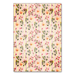 Soft Pink Floral Stripe Pattern Table Number