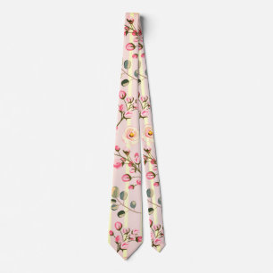 Soft Pink Floral Stripe Pattern Tie